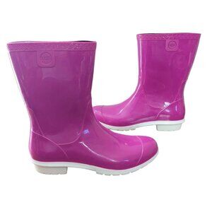 UGG Tall Rubber Rain Boot Shearling Sole Fuchsia Pink White Sole